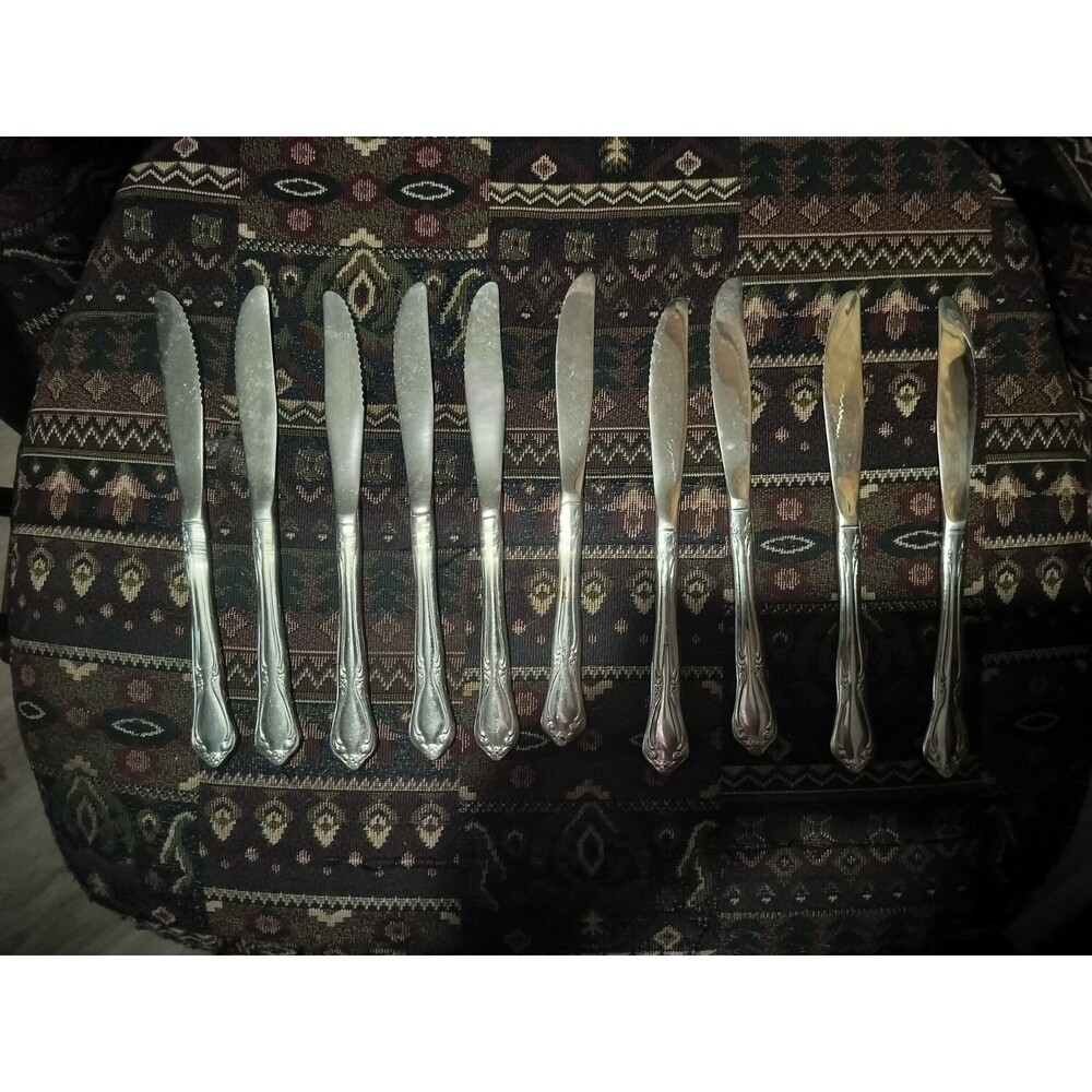 OneidaDeluxe Stainless Flatware CHATEAU Dinner Knives Set Of 10 Knife Silverware